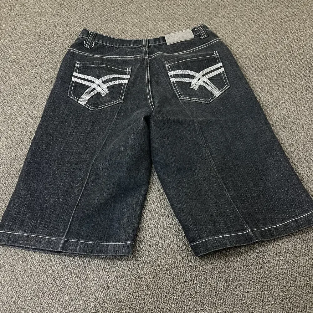 Raw Blue Shorts Mens Size 32 Denim Y2K Hiphop Baggy - Picture 7 of 13